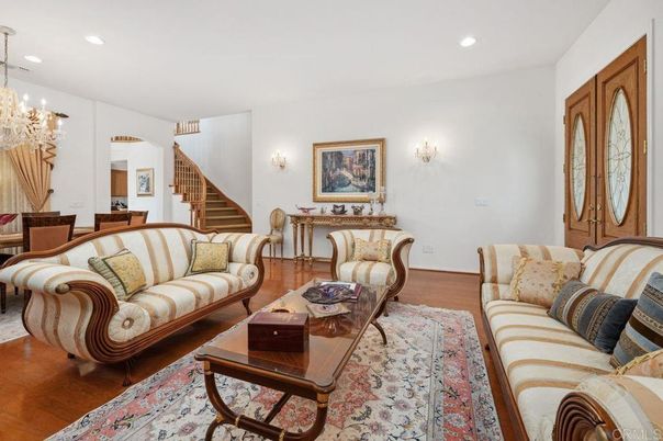 Chandelier, Interior, Living room, Recessed Lighting, Wood Texture Flooring