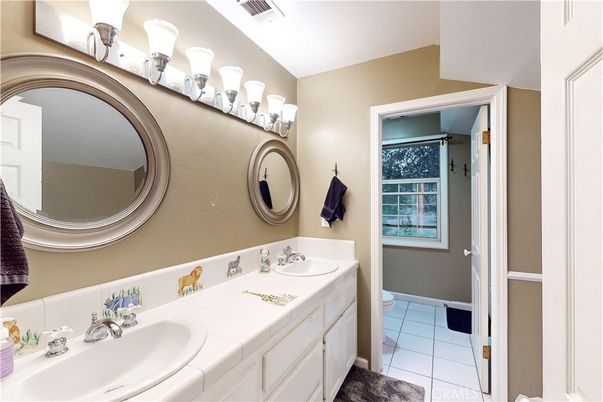 Bathroom, Dual Sink Vanities, Interior, Tile Countertops