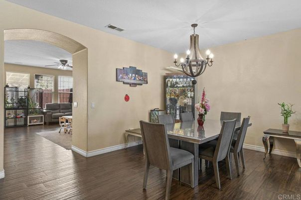 Chandelier, Dining room, Interior, Wood Texture Flooring