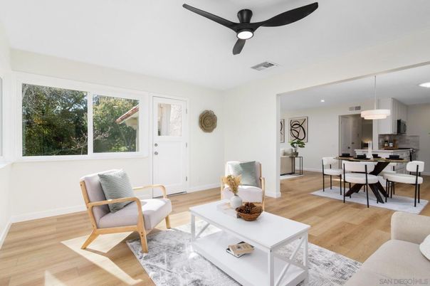 Dining room, Interior, Pendant Lights, Recessed Lighting, Wood Texture Flooring