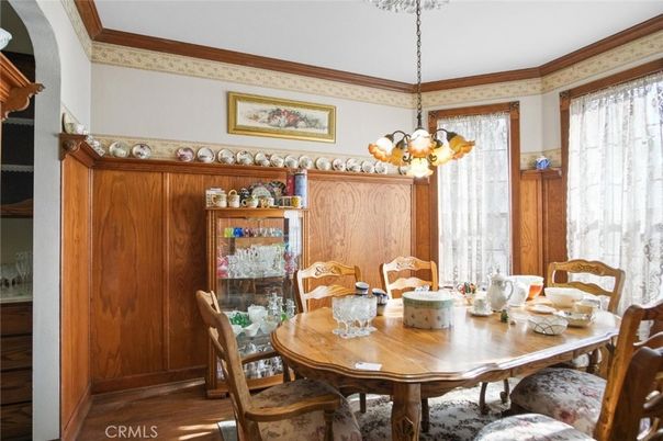Dining room, Interior, Pendant Lights, Wood Texture Flooring