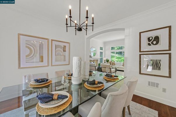 Chandelier, Dining room, Interior, Wood Texture Flooring