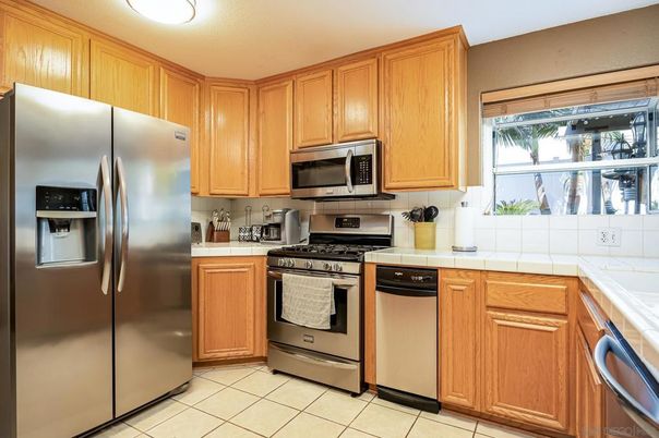 Interior, Kitchen, Stainless Steel Appliances, Tile Countertops