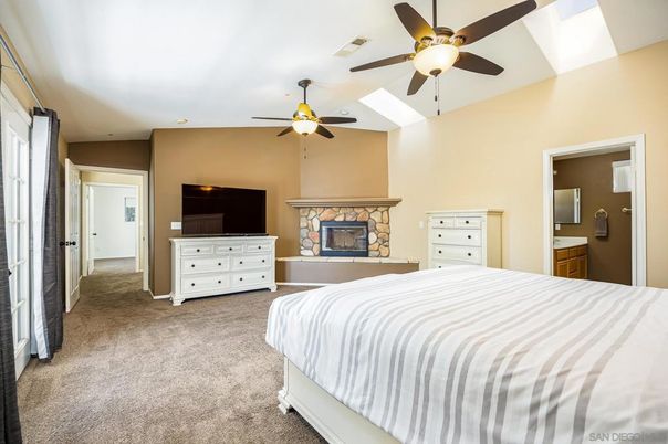 Bedroom, Fireplace, Interior