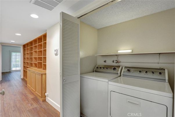 Interior, Recessed Lighting, Utility Closets, Washer, Wood Texture Flooring