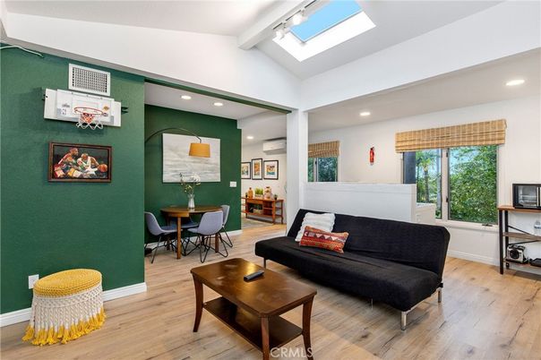 Dining room, Interior, Living room, Recessed Lighting, Wood Texture Flooring