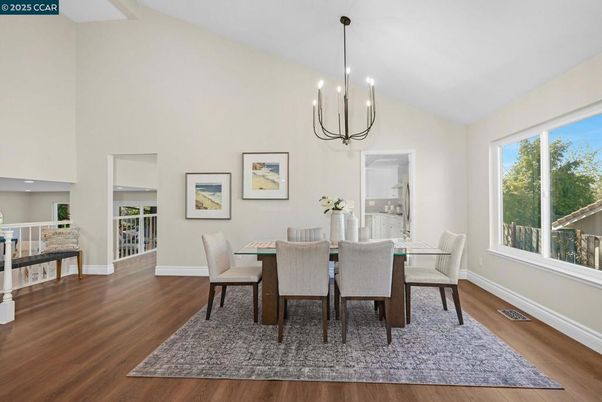 Chandelier, Dining room, Fireplace, Interior, Living room, Pendant Lights, Wood Texture Flooring