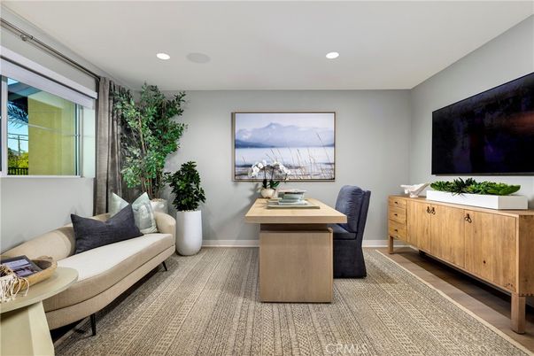 Home Office, Interior, Recessed Lighting, Wood Texture Flooring