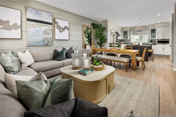 Dining room, Interior, Kitchen, Living room, Pendant Lights, Recessed Lighting, Stainless Steel Appliances, Wood Texture Flooring