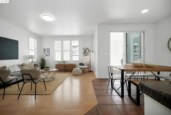 Dining room, Interior, Living room, Recessed Lighting, Wood Texture Flooring
