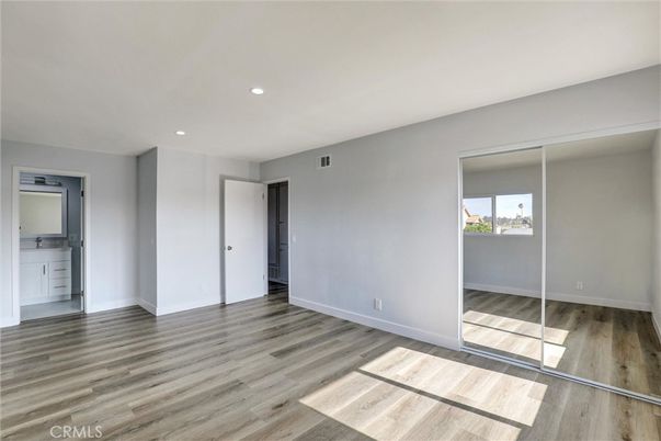 Bathroom, Empty room, Interior, Recessed Lighting, Wood Texture Flooring
