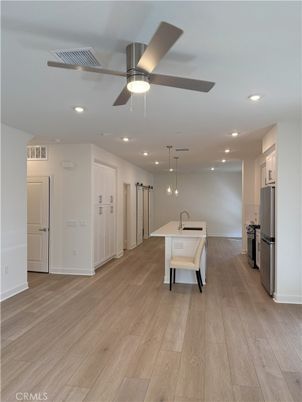 Interior, Kitchen, Pendant Lights, Recessed Lighting, Wood Texture Flooring