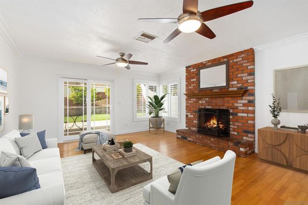 Fireplace, Interior, Living room, Stone Walls, Wood Texture Flooring