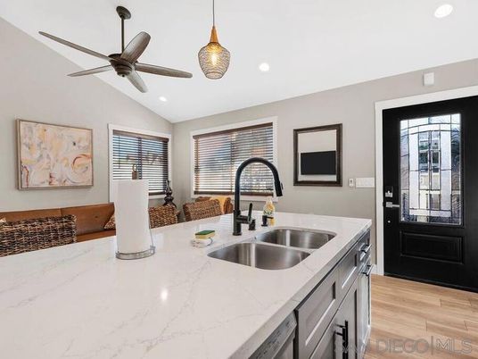 Interior, Kitchen, Pendant Lights, Recessed Lighting, Wood Texture Flooring