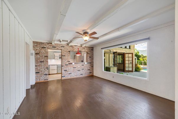 Empty room, Interior, Stone Walls, Wood Texture Flooring