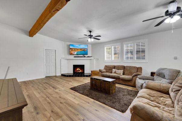 Fireplace, Interior, Living room, Wooden Beams, Wood Texture Flooring