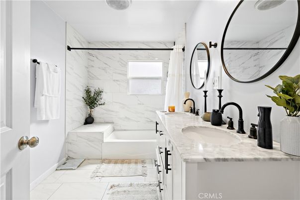 Bathroom, Dual Sink Vanities, Interior, Marble, Marble Walls
