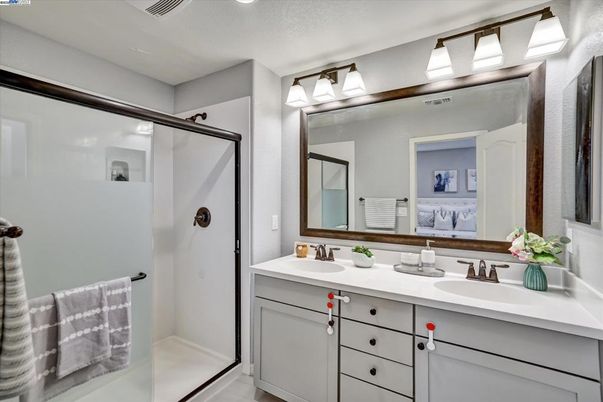 Bathroom, Dual Sink Vanities, Glass Shower, Interior