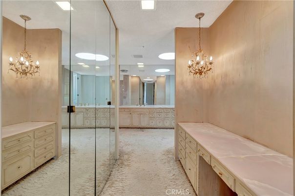 Bathroom, Chandelier, Glass Shower, Interior