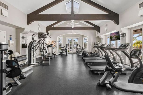 Fitness Equipment, Gym, Interior, Wooden Beams