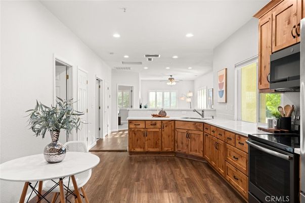 Interior, Kitchen, Recessed Lighting, Wood Texture Flooring