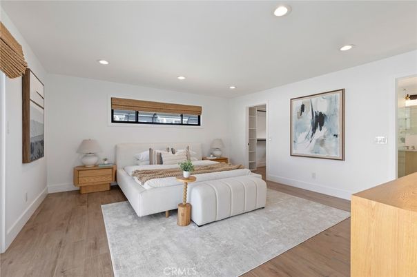 Bedroom, Interior, Living room, Recessed Lighting, Wood Texture Flooring