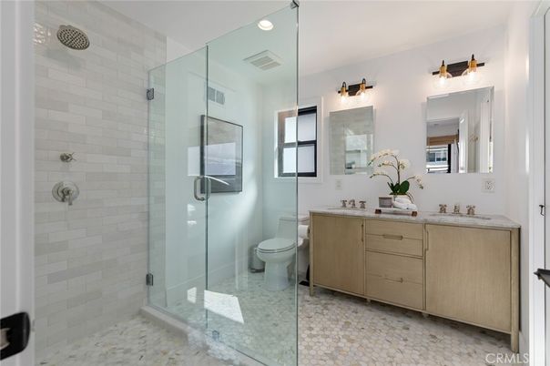 Bathroom, Dual Sink Vanities, Glass Shower, Interior, Recessed Lighting