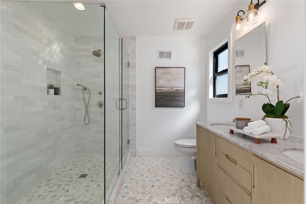 Bathroom, Glass Shower, Interior, Recessed Lighting