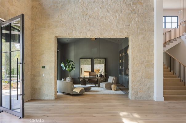 Interior, Pendant Lights, Stone Walls, Wood Texture Flooring