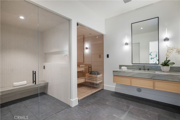Bathroom, Glass Shower, Interior, Recessed Lighting, Sauna Room