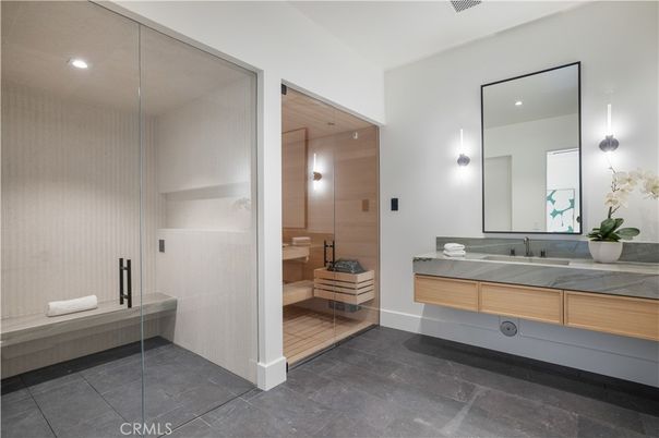 Bathroom, Glass Shower, Interior, Recessed Lighting, Sauna Room
