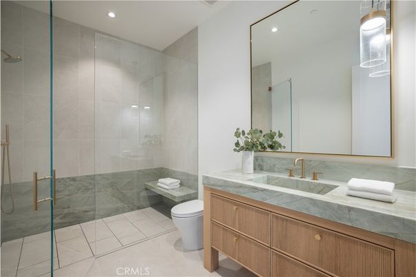 Bathroom, Glass Shower, Interior, Recessed Lighting