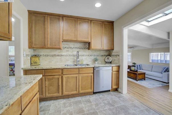 Interior, Kitchen, Living room, Recessed Lighting, Wood Texture Flooring