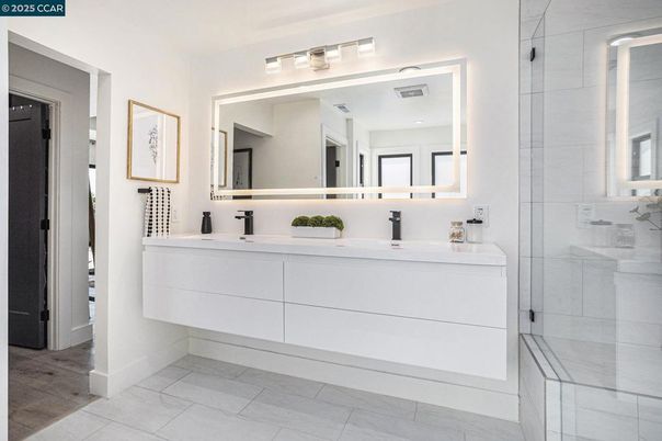 Bathroom, Dual Sink Vanities, Glass Shower, Interior