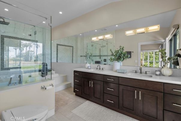 Bathroom, Dual Sink Vanities, Glass Shower, Interior, Recessed Lighting