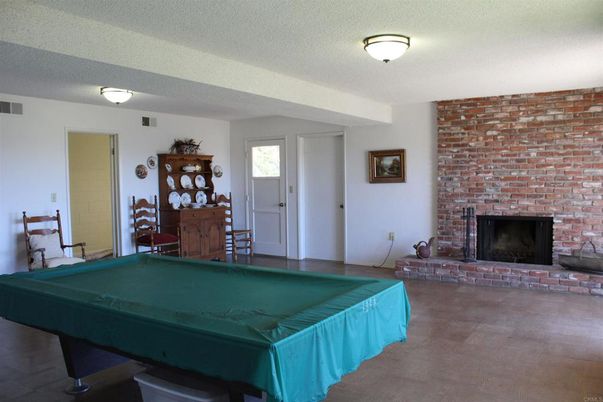 Billiard Table, Fireplace, Game Room, Interior, Stone Walls