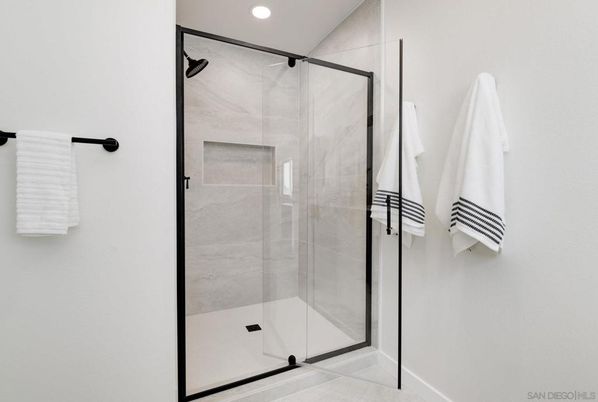 Bathroom, Glass Shower, Interior, Recessed Lighting