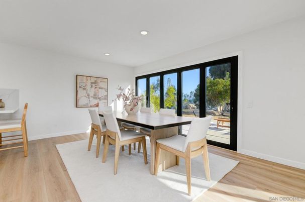 Dining room, Interior, Recessed Lighting, Wood Texture Flooring