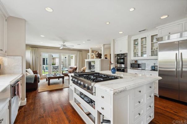 Interior, Kitchen, Living room, Recessed Lighting, Stainless Steel Appliances, Wood Texture Flooring