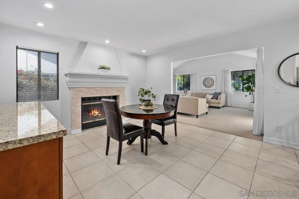 Dining room, Fireplace, Interior, Living room, Recessed Lighting