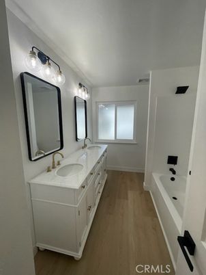Bathroom, Dual Sink Vanities, Interior, Wood Texture Flooring
