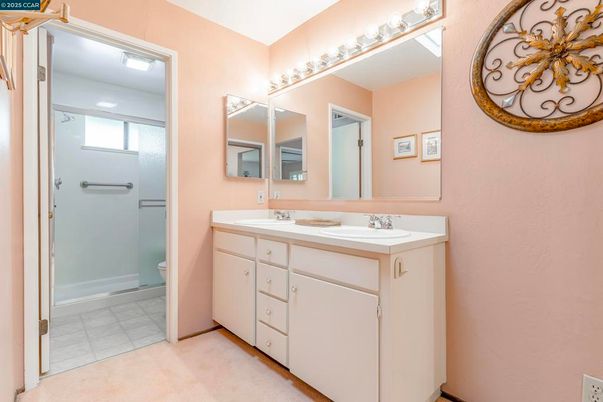Bathroom, Dual Sink Vanities, Glass Shower, Interior