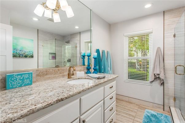 Bathroom, Dual Sink Vanities, Glass Shower, Interior, Recessed Lighting