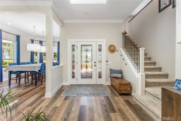 Dining room, Interior, Pendant Lights, Recessed Lighting, Wood Texture Flooring