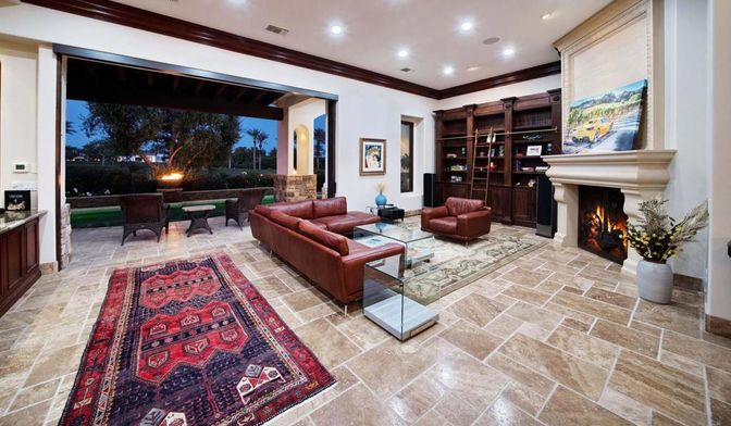 Fireplace, Interior, Living room, Recessed Lighting