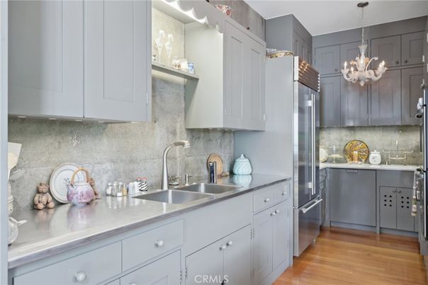 Interior, Kitchen, Pendant Lights, Stainless Steel Appliances, Wood Texture Flooring