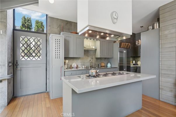 Interior, Kitchen, Pendant Lights, Stainless Steel Appliances, Wood Texture Flooring
