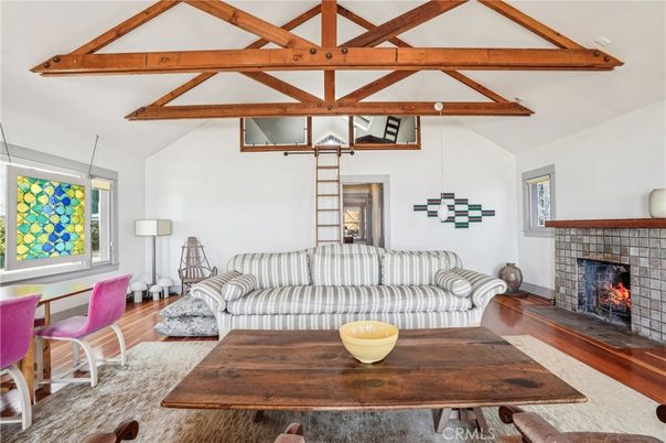 Fireplace, Interior, Living room, Wooden Beams, Wood Texture Flooring
