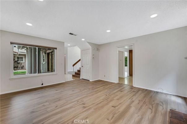 Empty room, Interior, Recessed Lighting, Wood Texture Flooring