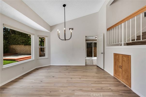 Chandelier, Empty room, Interior, Pendant Lights, Wood Texture Flooring
